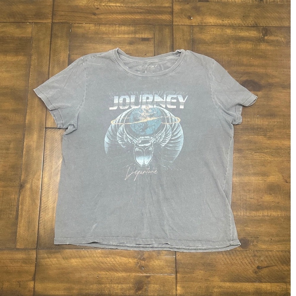 Journey Departure 1980 US Tour Graphic T-Shirt Gray Large Cotton Band Tee